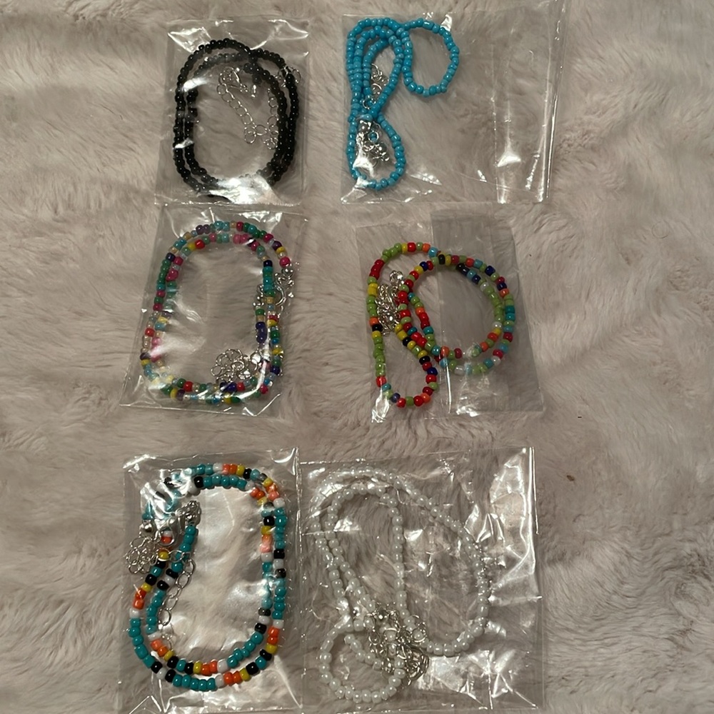 6 beaded choker necklaces NIB